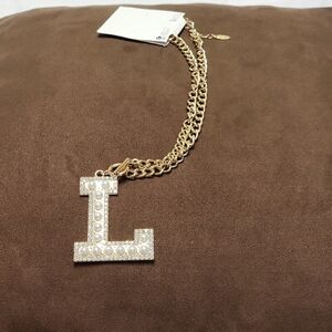 The Letter L necklace Gold And Pearl Design
